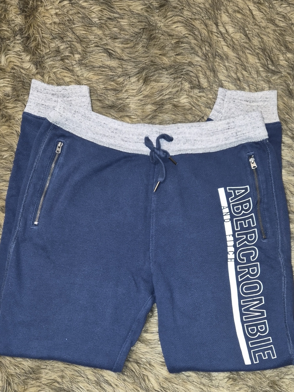 Abercrombie & Fitch Navy Sweat Shorts with Heather Gray Waistband